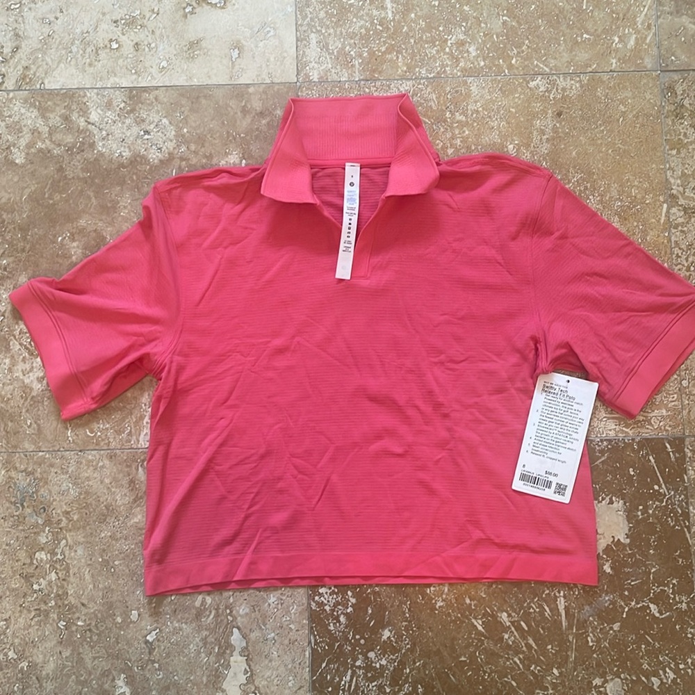 Lululemon Swiftly Tech Relaxed Fit Polo Lip Gloss Sz 8 M